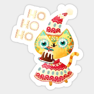 Happy Holidays Cat Santa Sticker